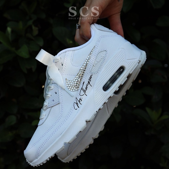 Personalized Wedding Sneakers for the Bride - Nike Air Max 90 - Picture 1 of 6